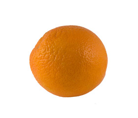 One ripe orange on a white background