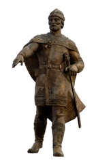 Statue of russian warior isolated with clipping path over white