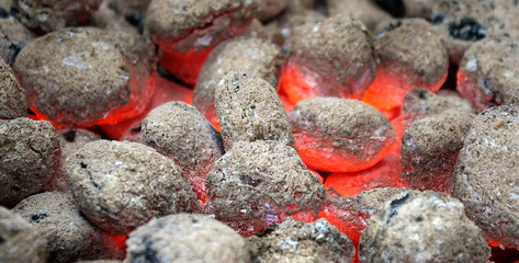 burning coal in barbeque