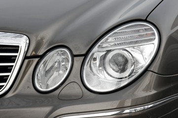 Closeup of the headlights of a car