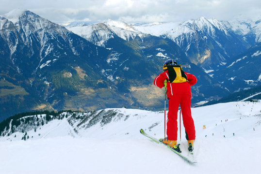 Skyer on the slope in Badgastein, Austria