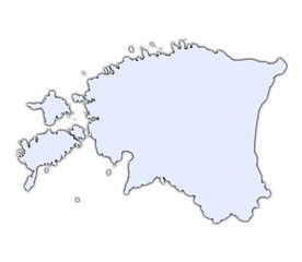 Estonia light blue map with shadow