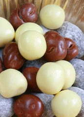 Candy  from chocolate in gold dish