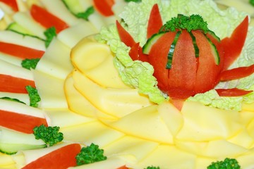 Detail of healthy salad and cheese