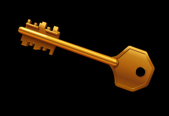 Vector illustration of a key isolated on black background