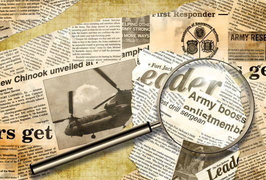 military background from newspaper' scraps 