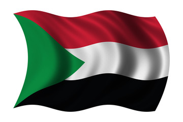 Fototapeta na wymiar Flag of Sudan waving in the wind