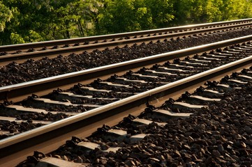 Two railway tracks from low angle
