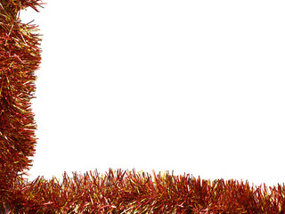 Tinsel as a border on 2 sides of white background