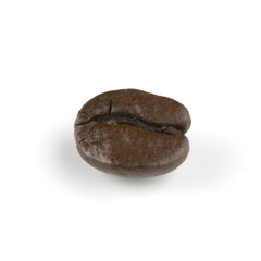 Close-up of a single coffee bean isolated