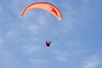 The paragliding in the summer ski.