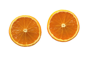 Healthy oranges cut in half