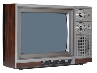 Vintage TV set - isolated, angle view