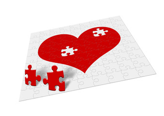 Heart - puzzle. Two fragments of heart symbolize attitudes