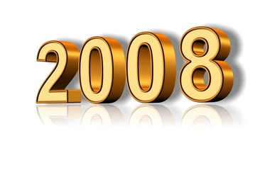 3D gold colored text of year 2008 representation