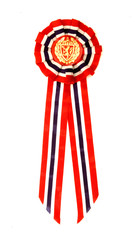 Red, white and blue Norwegian national day ribbon