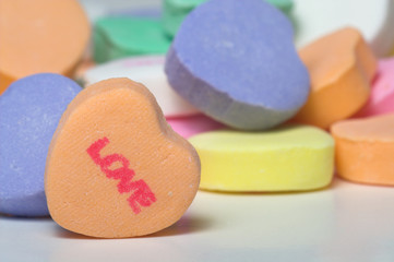 Obraz na płótnie Canvas Conversation hearts Valentines day candy. Concept of love.