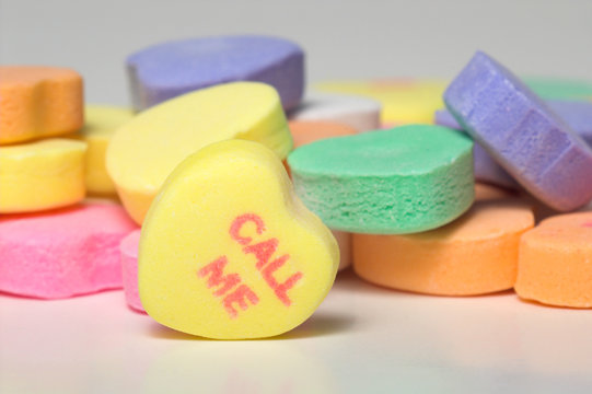 Conversation Hearts Valentines Day Candy. Concept Of Love.