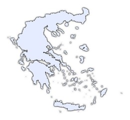Obraz premium Greece light blue map with shadow