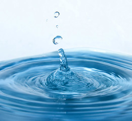 Water drops in a blue bowl