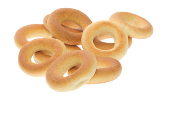 heap of bagels isolated on white