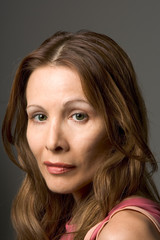 Naklejka premium Headshot of middle aged Swedish woman with long hair