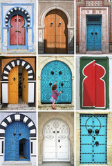 mosaïque de portes arabes - tunisie - afrique du nord