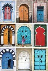 Gordijnen mozaïek van arabische deuren - tunesië - noord-afrika © KaYann