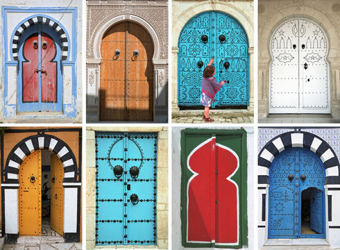 mosaic of arabic doors - tunisia - north africa 