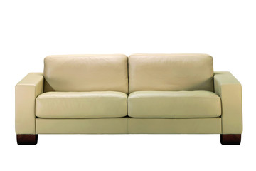 beige leathe sofa isolated