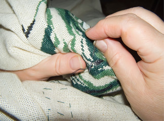 embroidery, canvas, fabric, thread