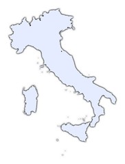 Italy light blue map with shadow