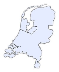 Netherlands light blue map with shadow