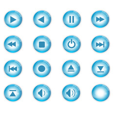16 blue crystal music or multimedia icons