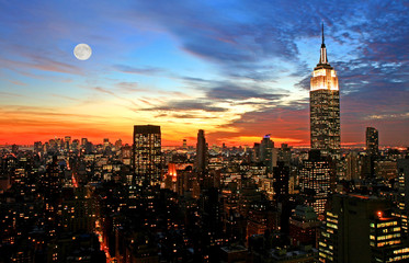 New York City midtown skyline at dark