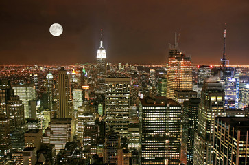 New York City midtown skyline at dark