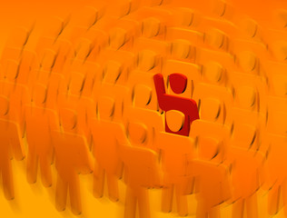 Different thinking individual in people crowd