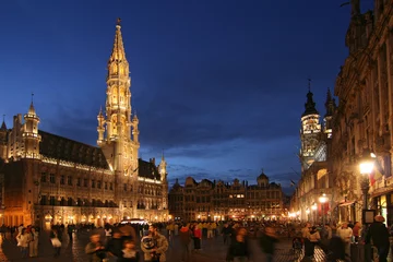 Afwasbaar Fotobehang Brussel Grand Place or Grote Markt in Brussels, Belgium