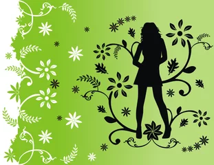 Foto op Plexiglas vector bloemen vrouw compositie © tauro79