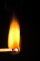 Image of a wooden kitchen match as it burns.