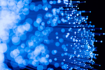 fiber optics close-up, focal point on distant fibres