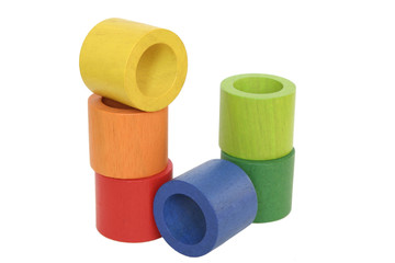 Colorful cylinders on a white background
