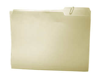 Folder with attached paper on white