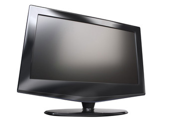 Flat panel plasma/LCD television monitor, angled, isolated