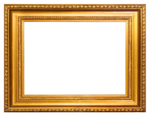 Gold frame with clipping path over white background