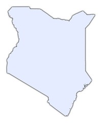 Kenya light blue map with shadow