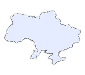 Ukraine light blue map with shadow
