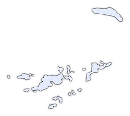 British Virgin Islands light blue map with shadow