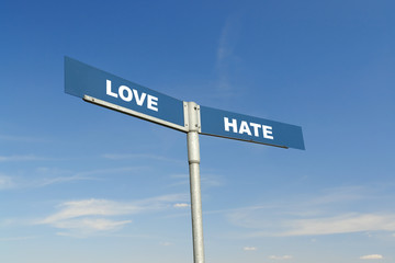Fototapeta premium Love and Hate signpost