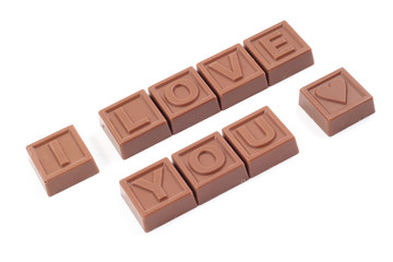 chocolates - I love you - isolated on white perfect as a gift